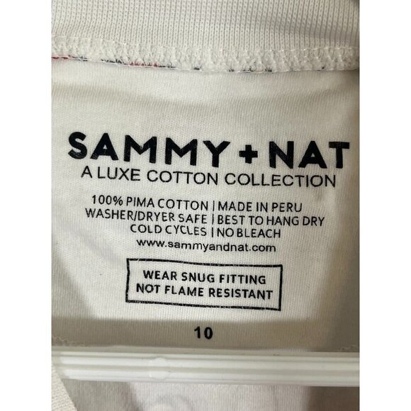 Sammy Nat Christmas Pajama Set 10 White Holiday Santa Festive Preppy Family 80s - Picture 2 of 10